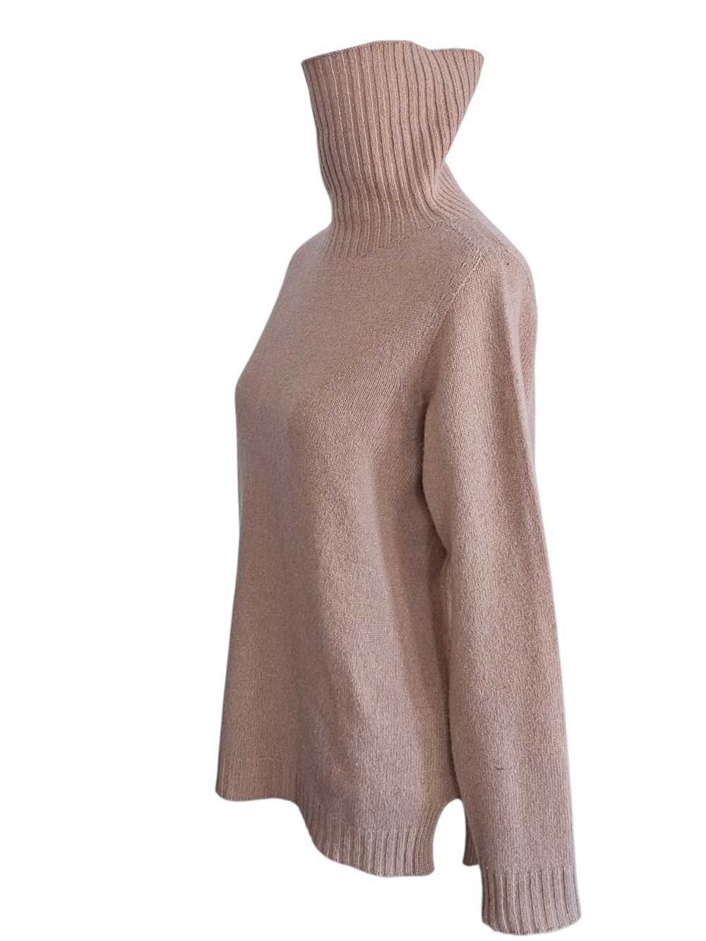 Rinascente Collection Wool Turtleneck Ribbed Sweater Size S Beige